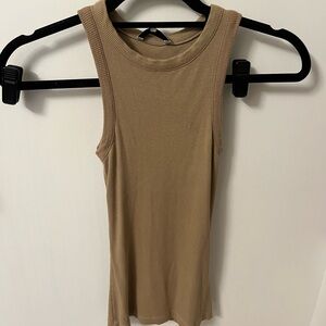 WeWoreWhat Beige Ribbed Knit Top